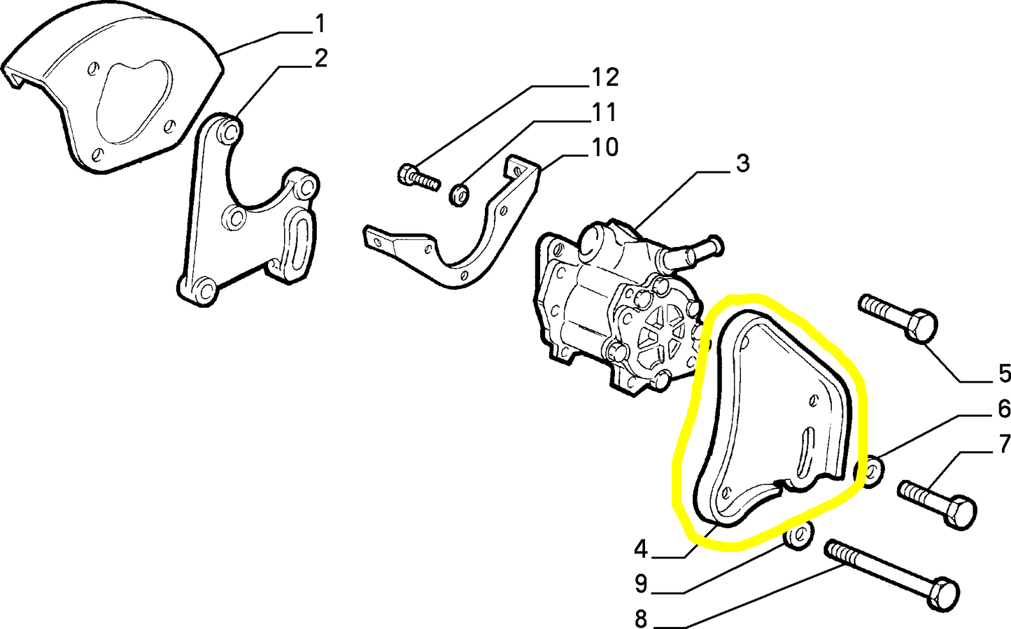 Lancia K and Thema Fiat Croma Power Steering Pump Bracket New Original 7704331