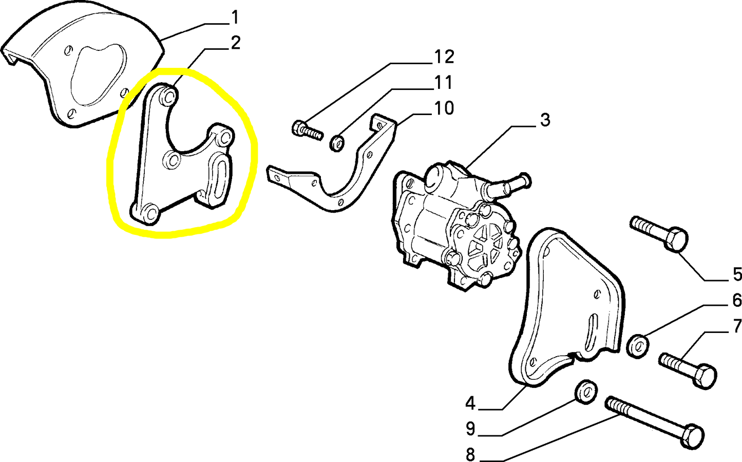 Lancia K and Thema Fiat Croma Power Steering Pump Protection Bracket New Original 7704330