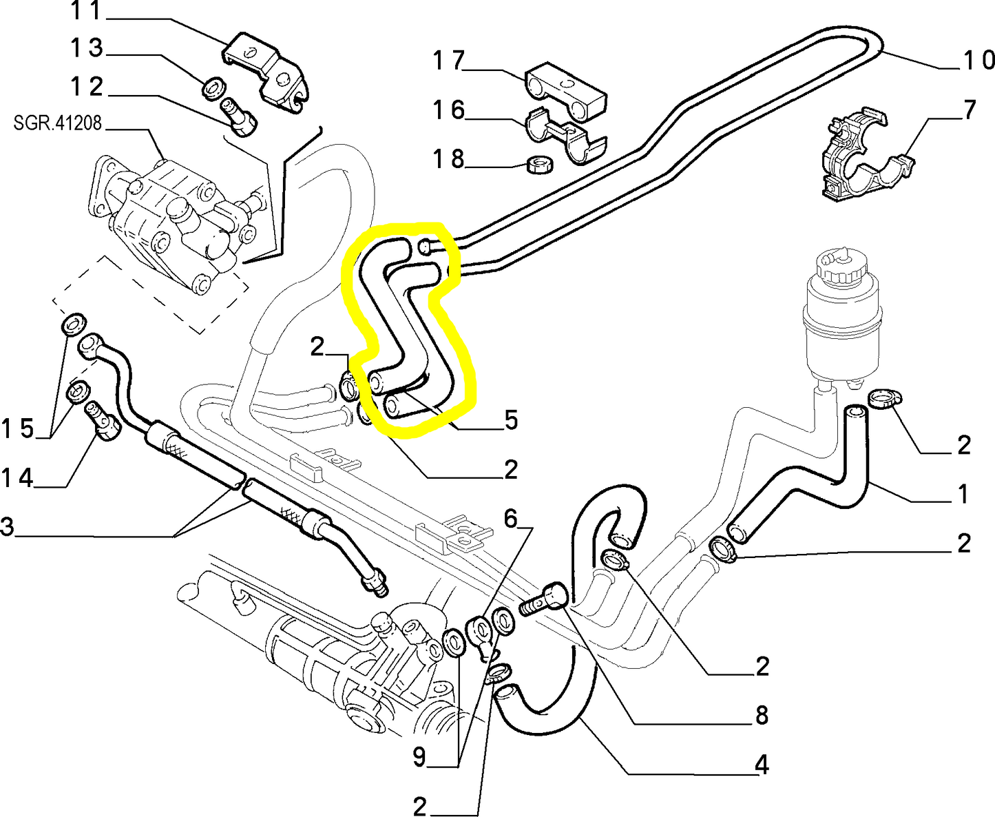 Lancia K Power Steering Hose New Original 82490039 60814554