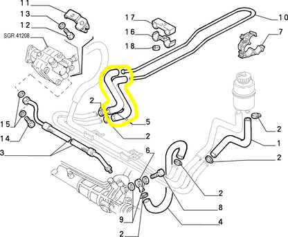 Lancia K Tubo Flesibile Servosterzo Nuovo Originale 82490039 60814554