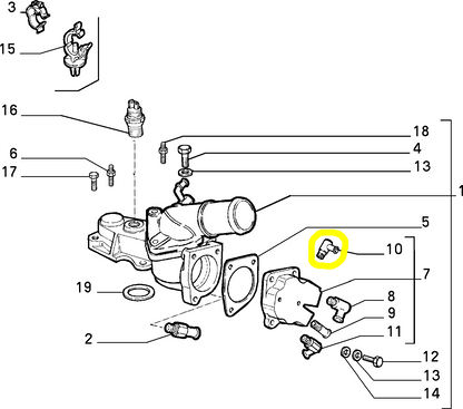 Lancia Delta and Dedra Water Pump Connection New Original 46409886 7720112