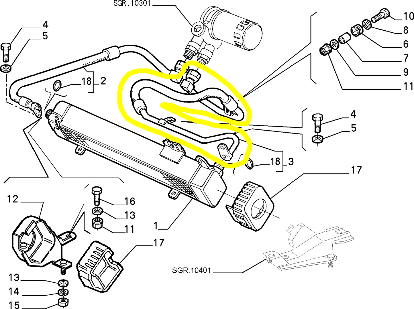 Lancia K JTD and TD Oil Cooler Complete Pipe New Original 46469974