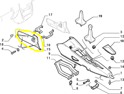 Lancia Y Right Center Console Dashboard Covering New Original 719902635