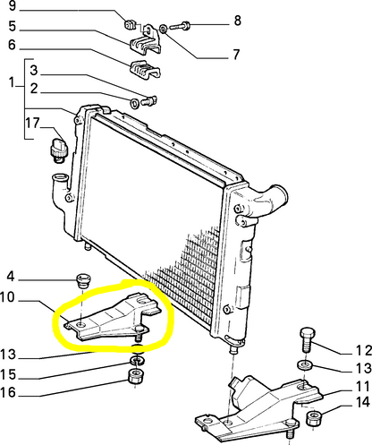 Lancia K Diesel Mensola Destra Radiatore Nuova Originale 82489095