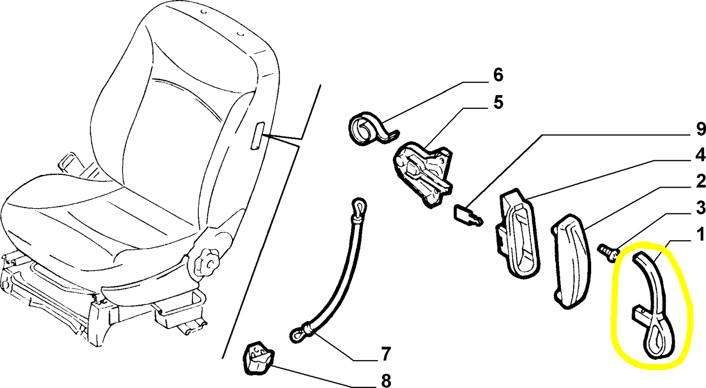 Lancia Y Maniglia Sollevamento Sedile Anteriore Destro Nuova Originale 120589635