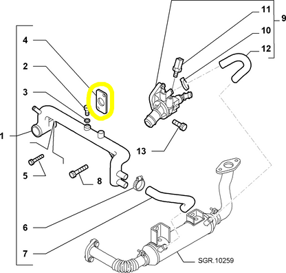 Lancia Delta and Thesis Water Pump Pipe Seal Gasket New Original 55212676