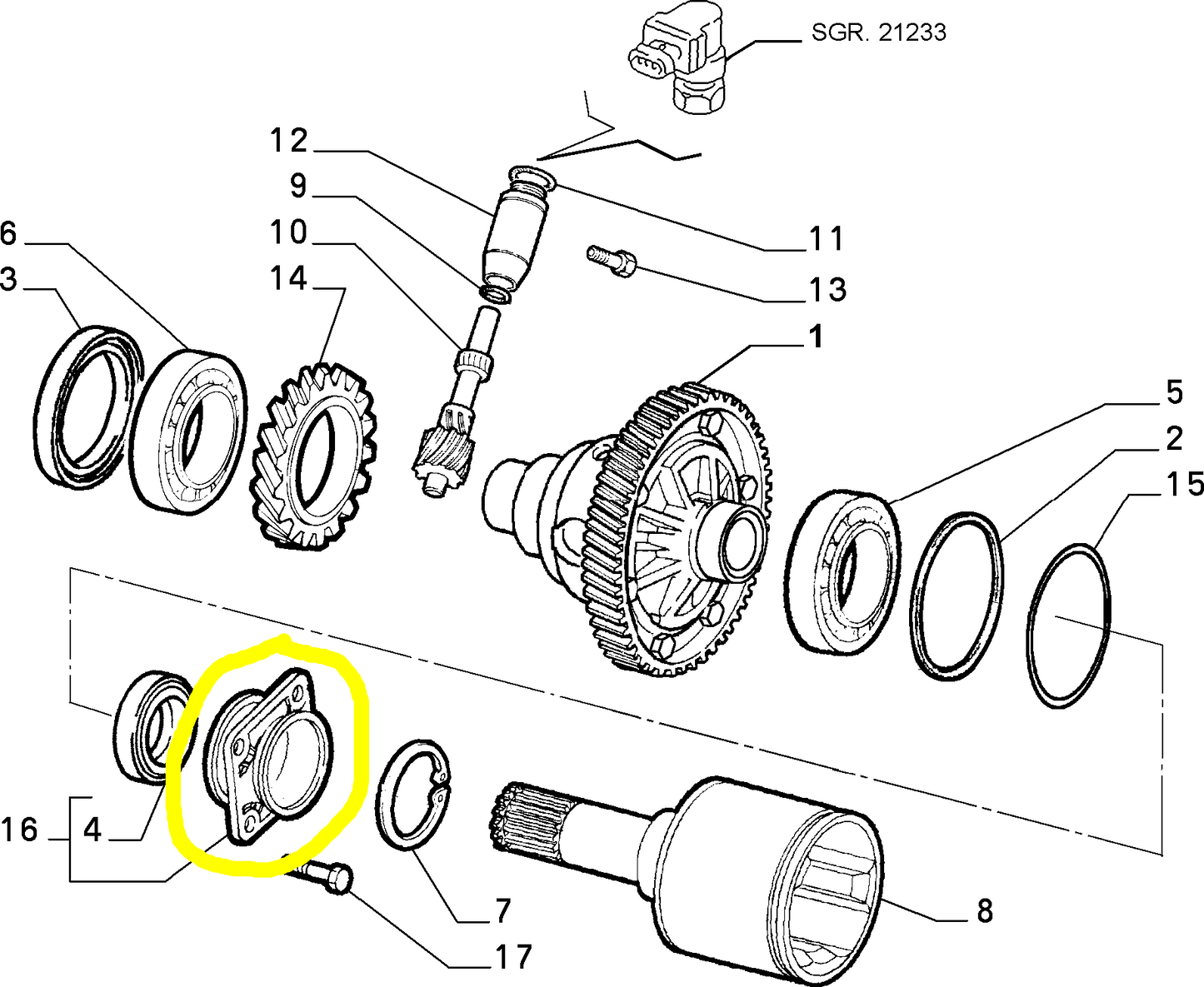 Lancia Musa Y and Ypsilon Differential Shaft Flange New Original 55194085 7667660