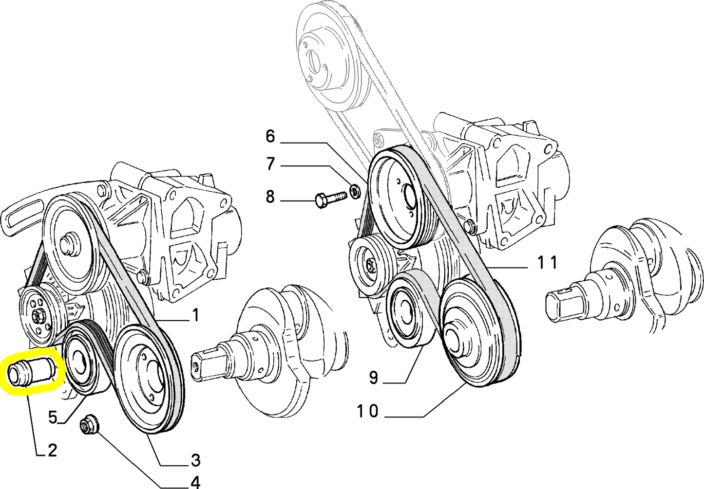 Lancia Delta and Dedra Fixed Tightener Spacer New Original 7704350 7695916