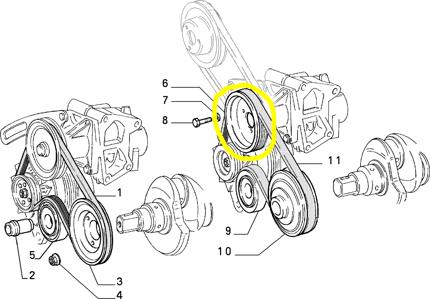 Lancia Dedra 1600 with Power Steering Water Pump Pulley New Original 7720688 7637538