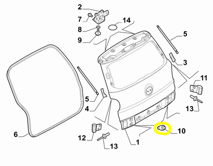 Fiat 500L Tassello Cofano Bagagliaio Nuovo Originale 51963111