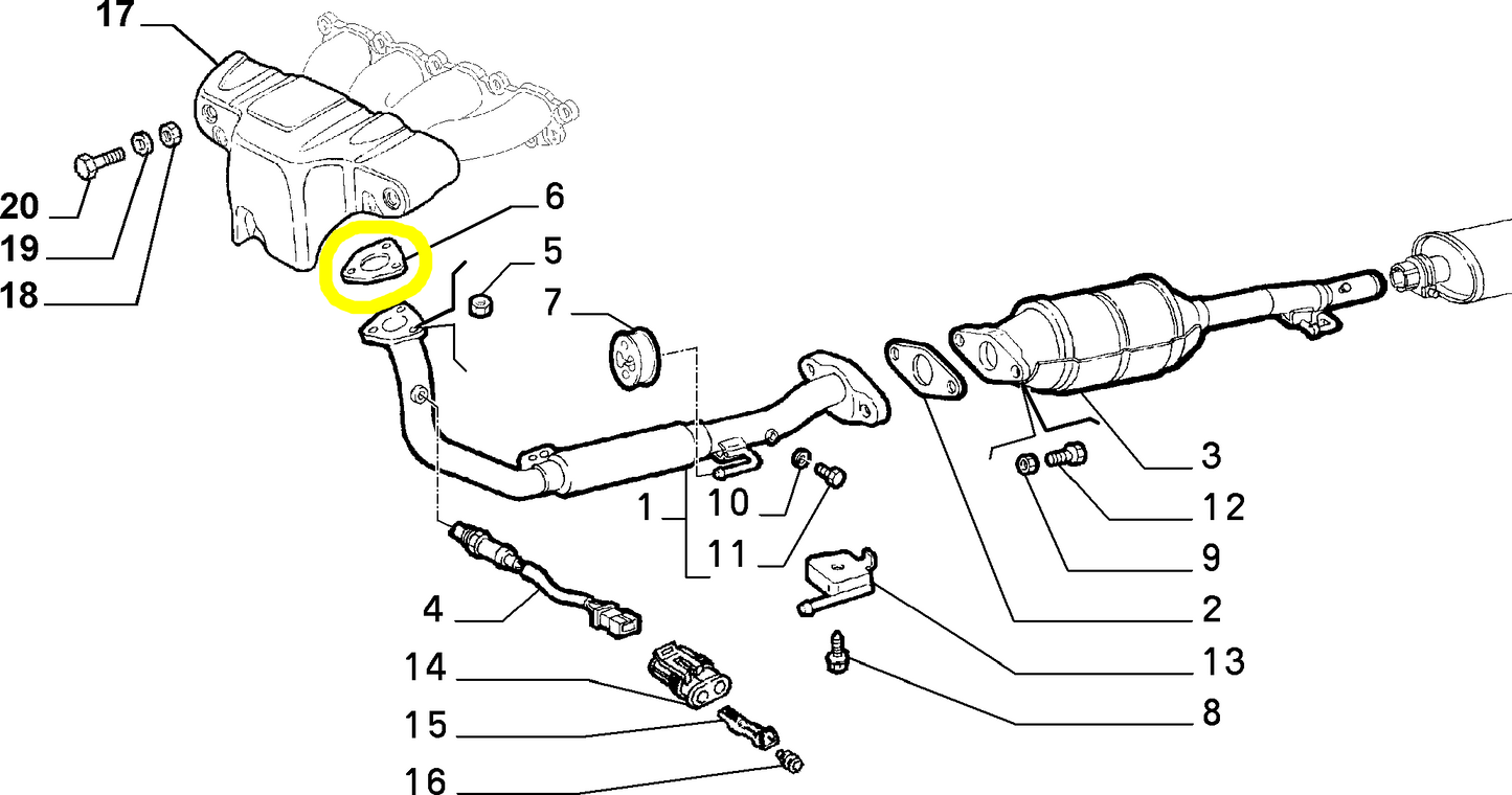 Lancia Y Autobianchi Y10 Guarnizione di Tenuta Tubazione di Scarico Nuova Originale 46421449 7799430