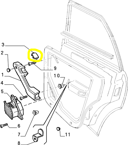 Lancia Dedra Front and Rear Door Right Internal Handle Black Ornament New Original 176511780