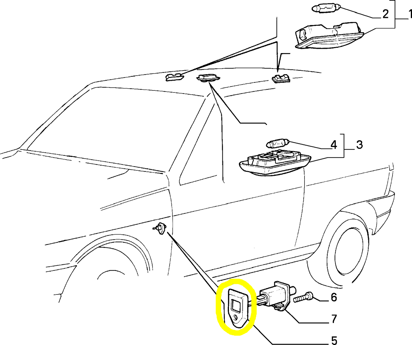 Autobianchi Y10 Cockpit Light Door Switch Seal Gasket New Original 5942703