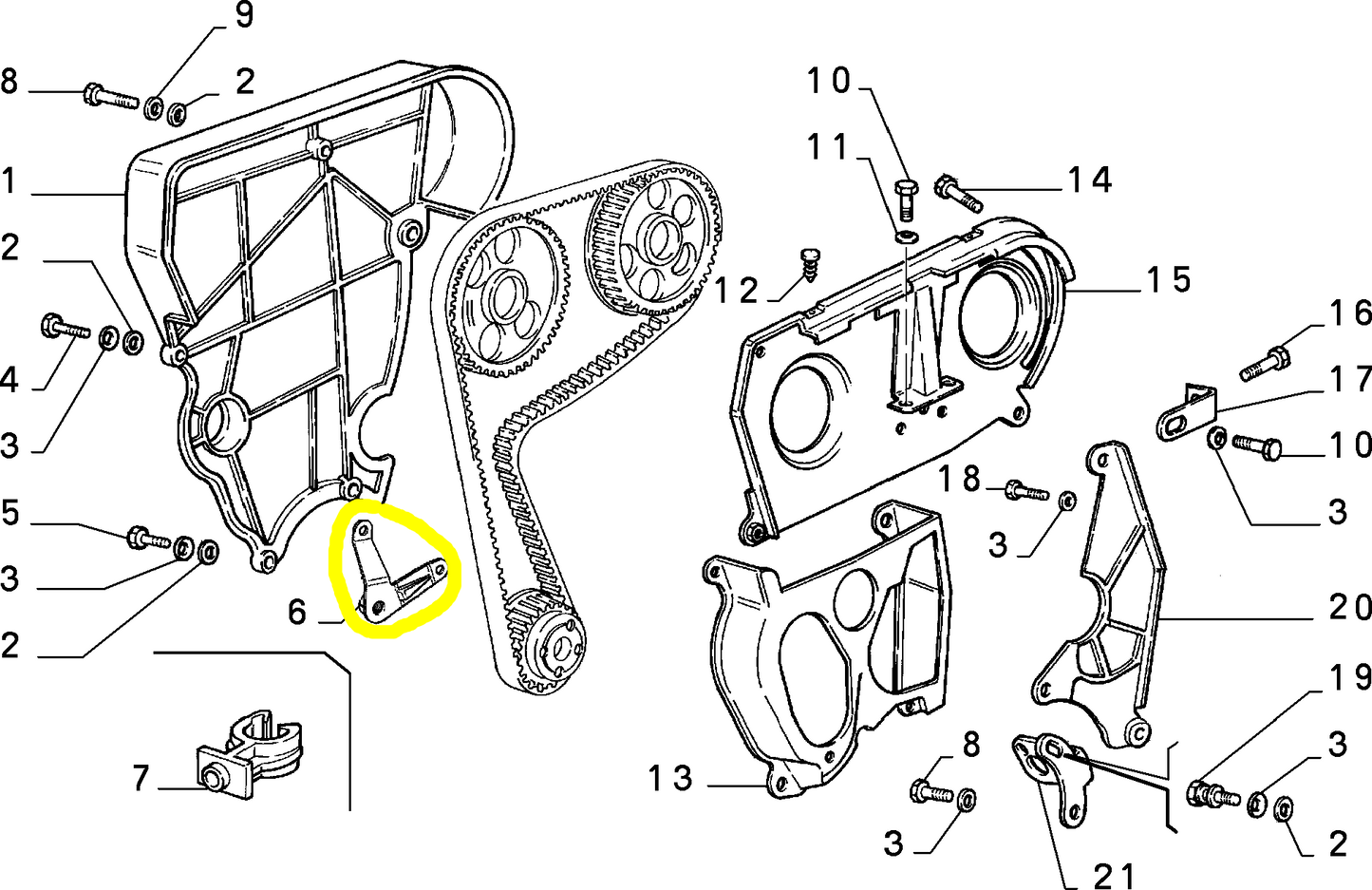 Lancia Delta and Dedra Timing Cover Bracket New Original 7701073