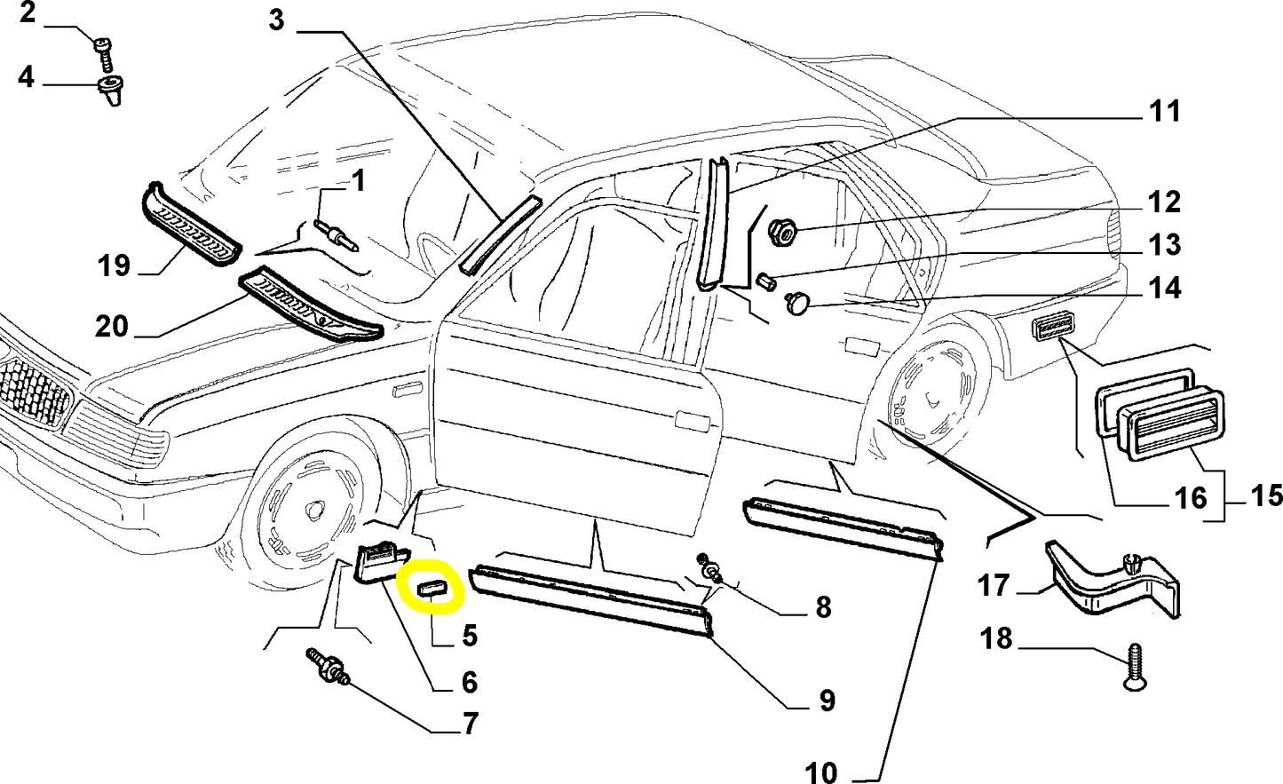 Lancia Dedra Modanatura Cromata Parafango Anteriore Sinistro Nuova Originale 82433397 - Raggi's Automobilia e Ricambi Auto