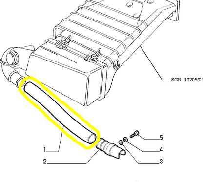 Lancia Delta e Dedra 1600 Tubo Flessibile Scatola Filtro Aria Nuovo Originale 7728125