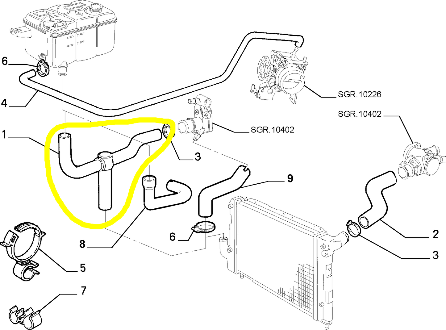 Lancia K 2400 IE Radiator Lower Sleeve New Original 46404524