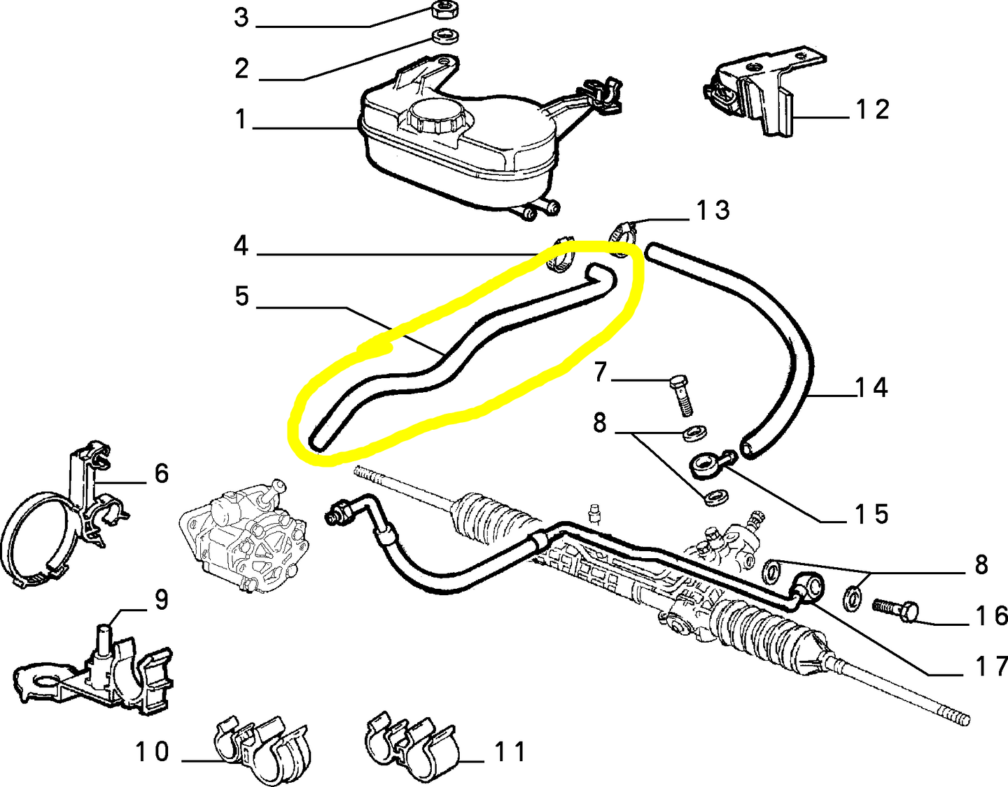 Lancia Dedra Integrale Tubo Flessibile Servosterzo Nuovo Originale 82462668