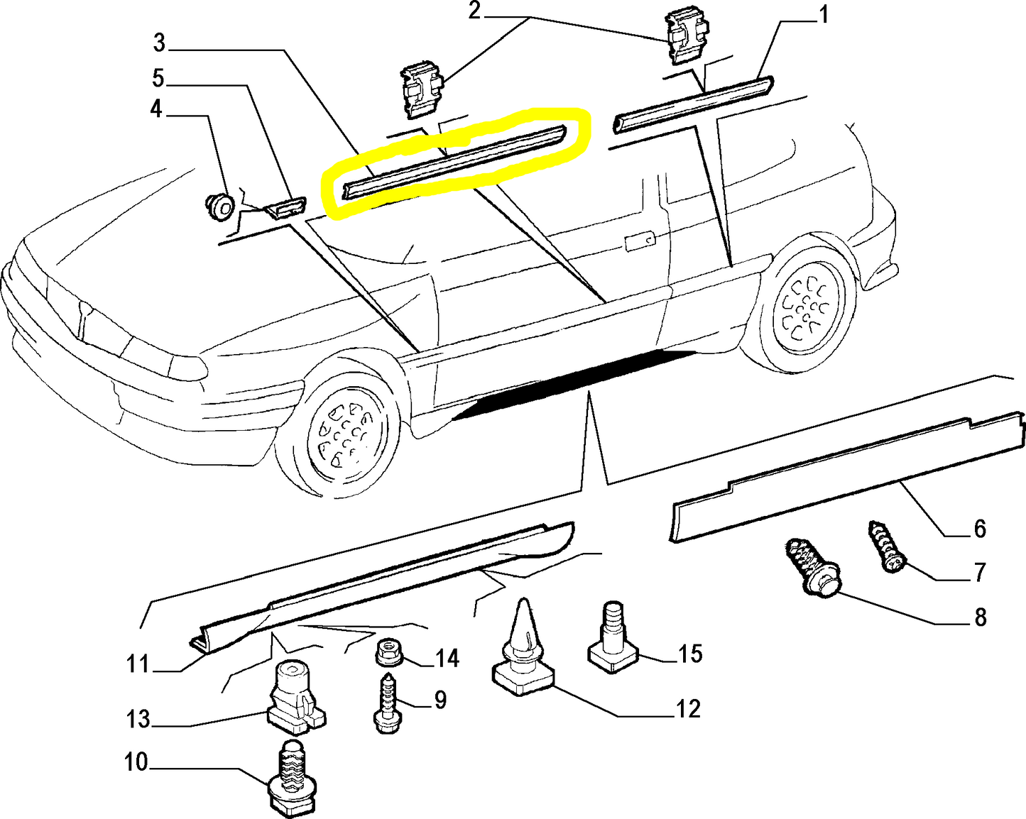 Lancia Delta HPE Right Door Moulding New Original 82488902