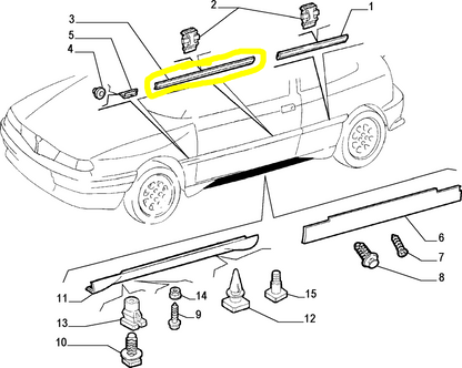 Lancia Delta HPE Right Door Moulding New Original 82488902