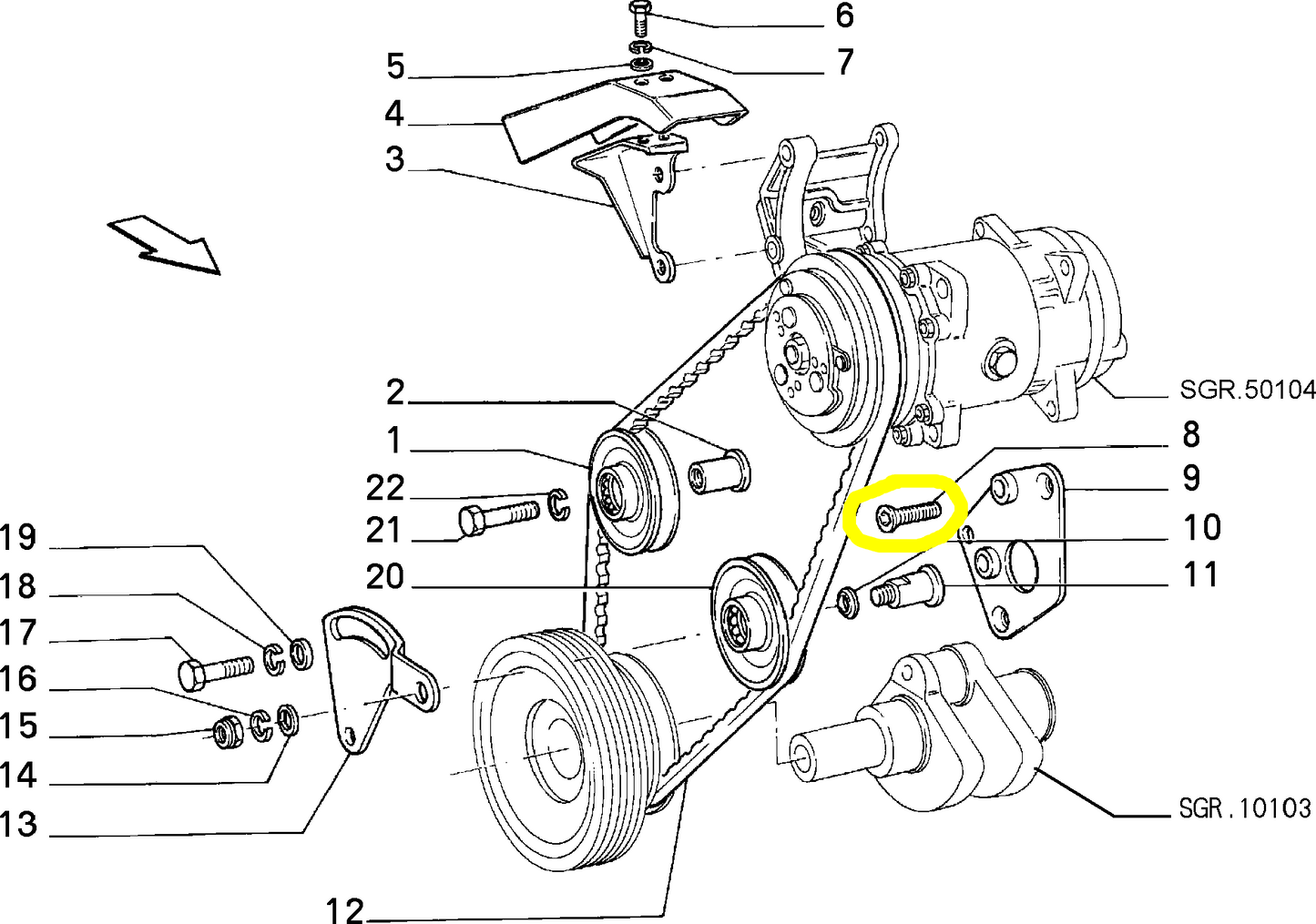 Lancia Thema 8.32 Ferrari Vite Supporto Puleggia Cinghia Servizi Originale 46130971