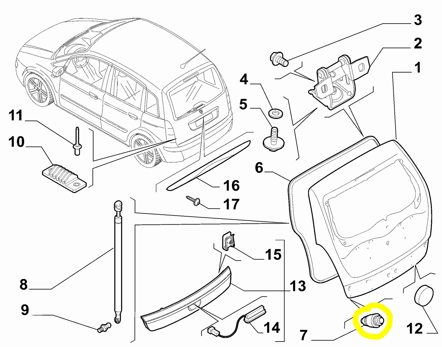 Lancia Musa Back Door Rubber Pad New Original 51805094