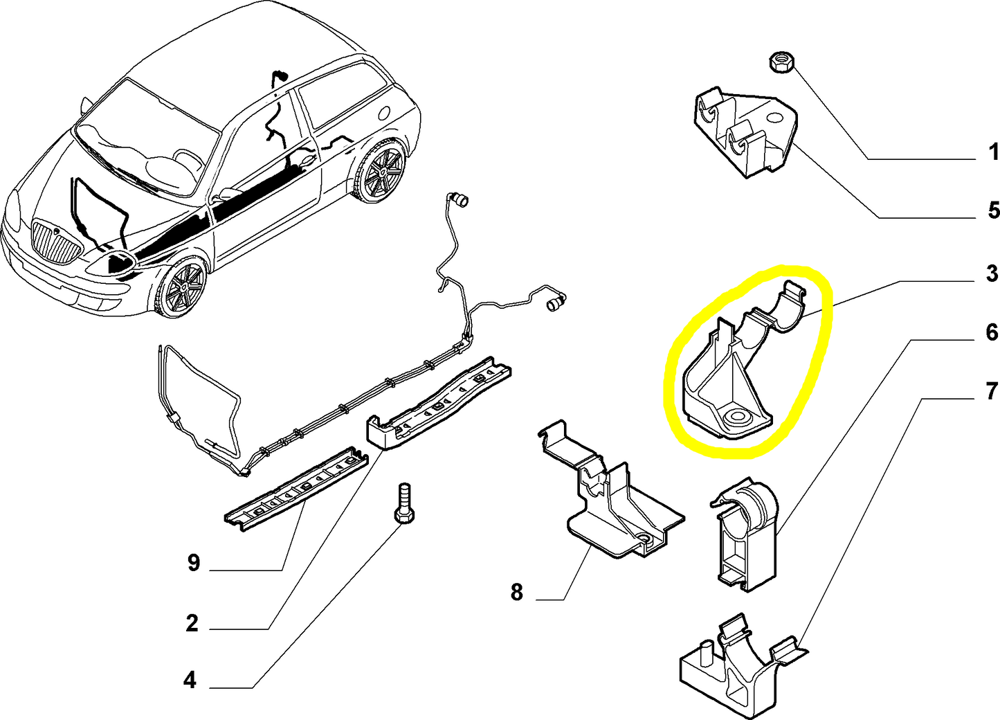 Lancia Y and Ypsilon Fuel Piping Clip New Original 46786568