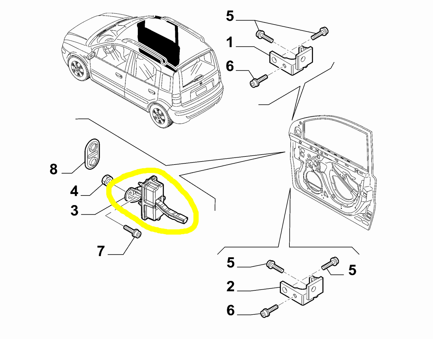 Fiat Panda Tirante Arresto Portiera Anteriore Nuovo Originale 51892359 51933505