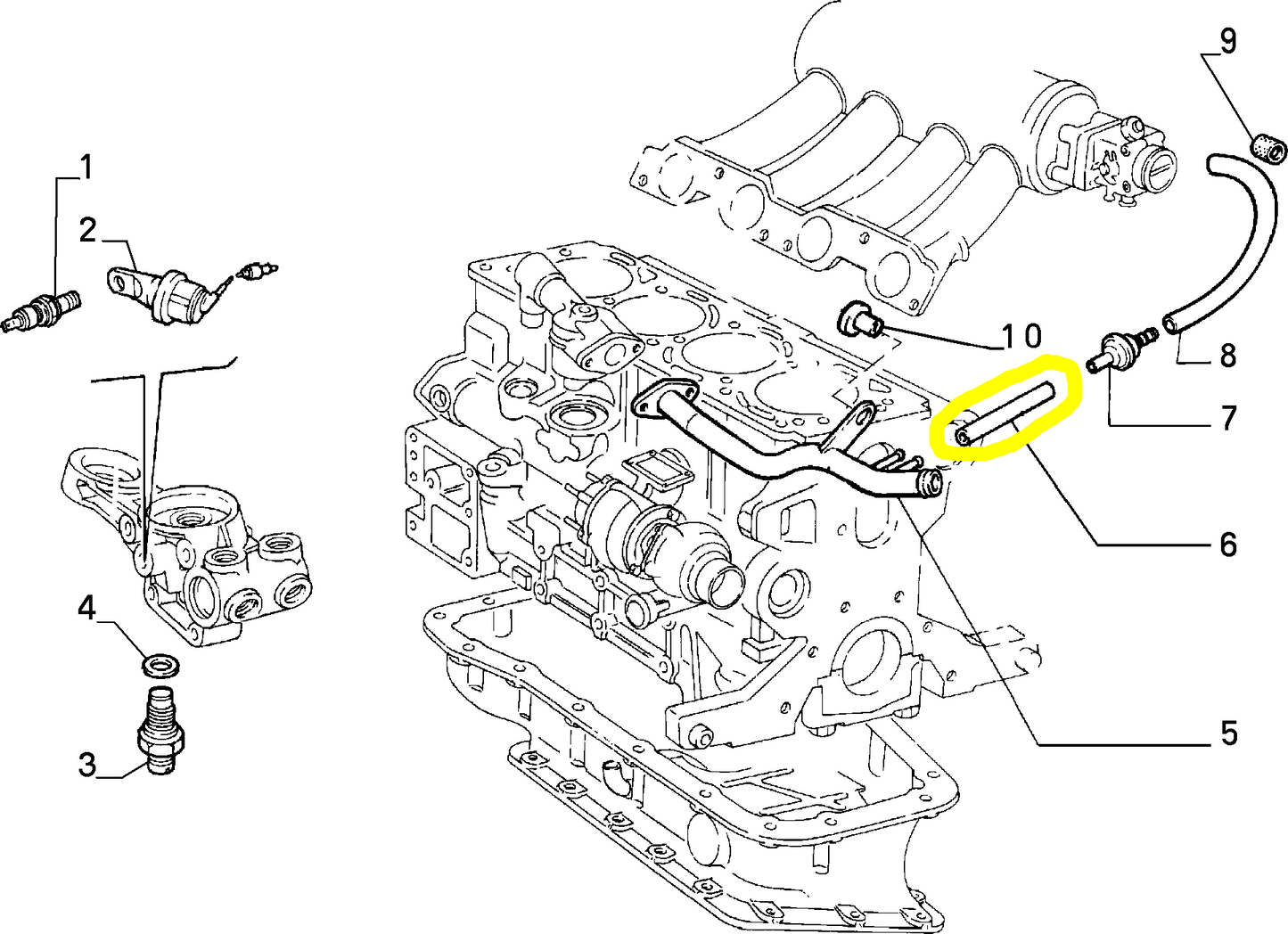 Lancia Delta Integrale and Evoluzione Oil Vapor Valve Hose New Original 7668753 7705810