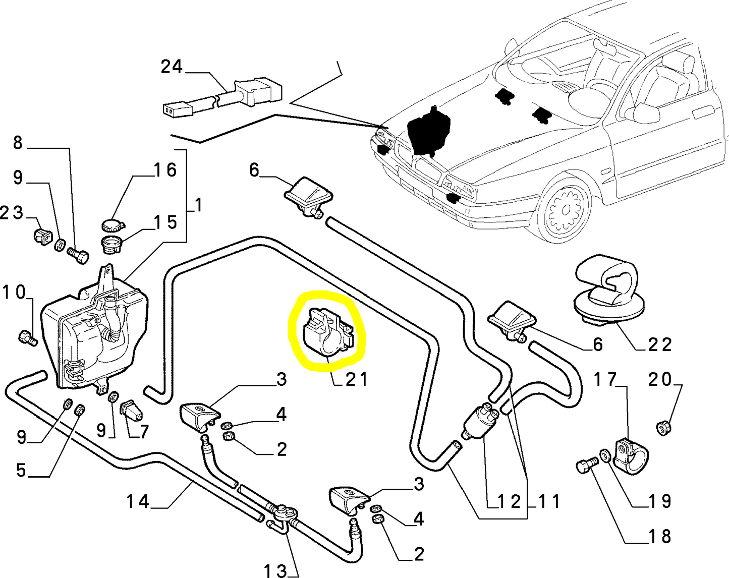 Lancia Thema K Molletta Tubazioni Tergicristalli Nuova Originale 82446950