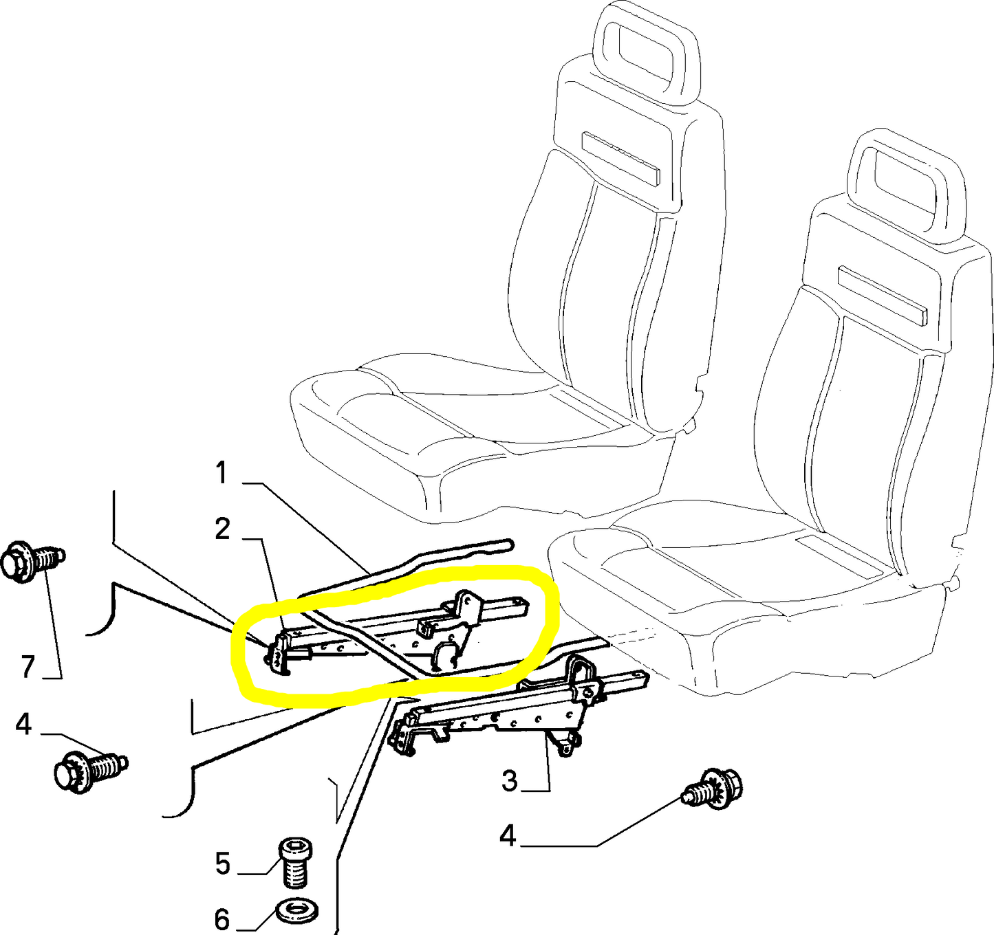 Lancia Dedra Integrale Front Seat Right Guide New Original 7673296 7610558