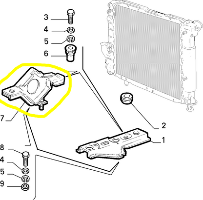 Lancia Thema Mensola Inferiore Destra Radiatore o Staffa Sospensione Motore Nuova Originale 82434425