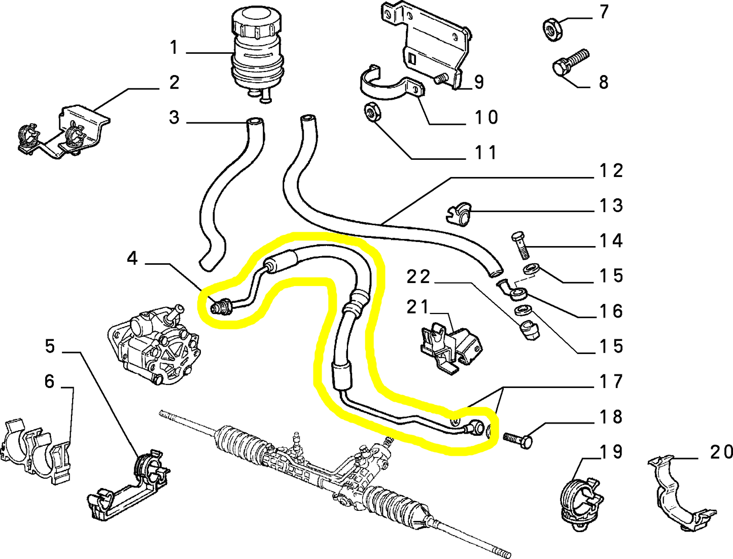 Lancia Dedra Integrale Power Steering Hose New Original 7724101