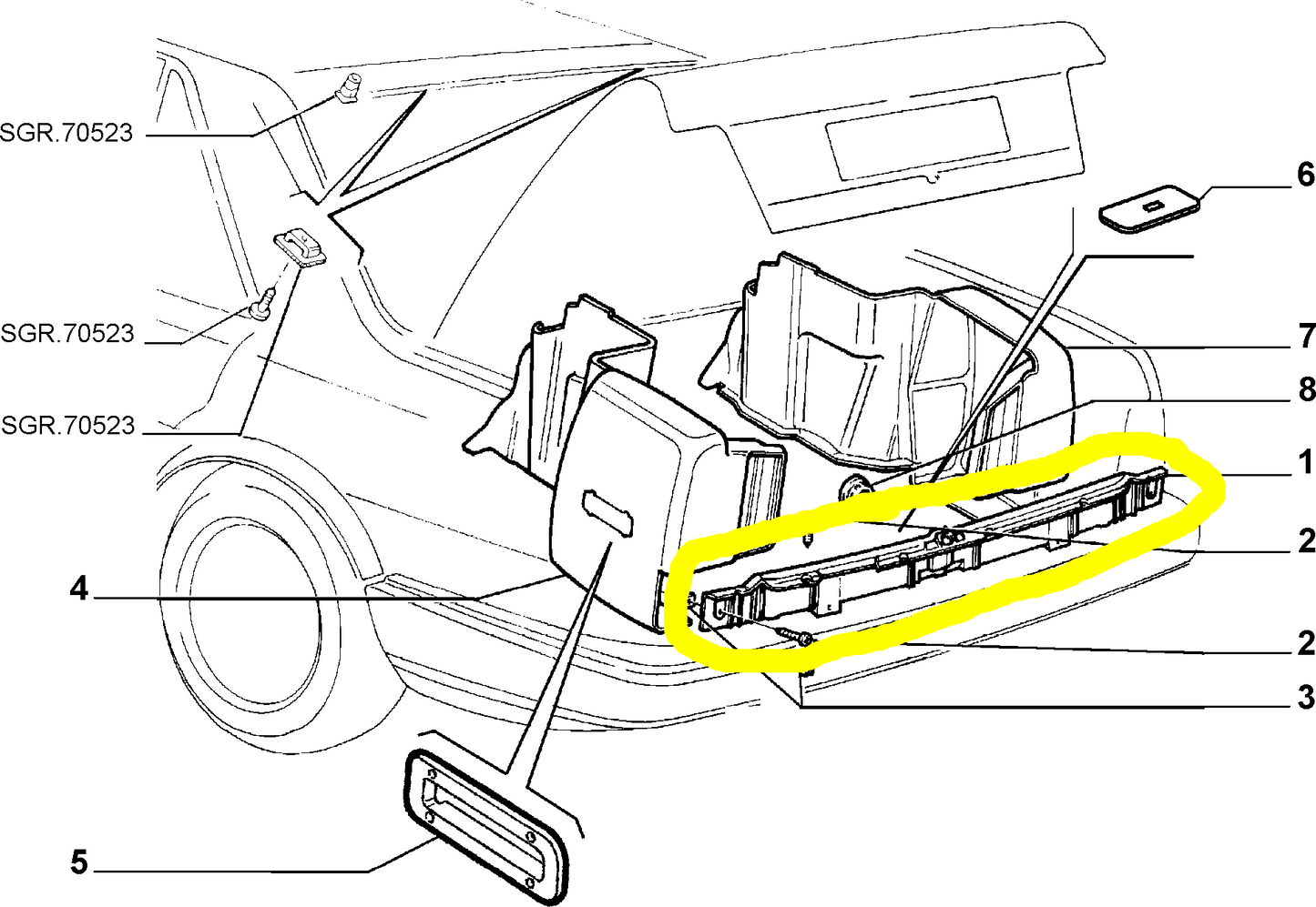 Lancia Thema Baggage Compartment Crossmember Interior Covering New 176794080 82435245