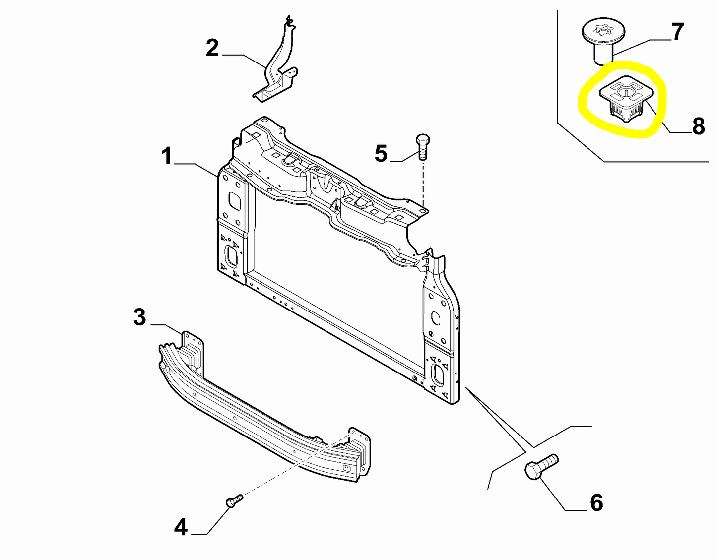 Lancia Ypsilon Radiator Support Block New Original 50515637