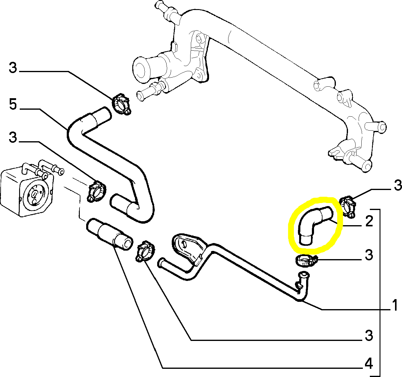 Alfa Romeo 156 TD Water Pump Upper Sleeve New Original 46520257 46471837