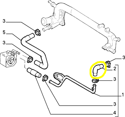 Alfa Romeo 156 TD Manicotto Flessibile Superiore Pompa Acqua Nuovo Originale 46520257 46471837