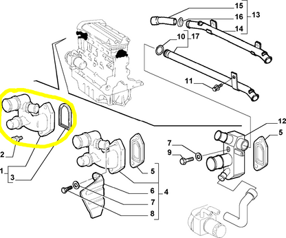 Lancia K 2000 IE e 2400 IE Raccordo Entrata Acqua Pompa Acqua Nuovo Originale 7778042