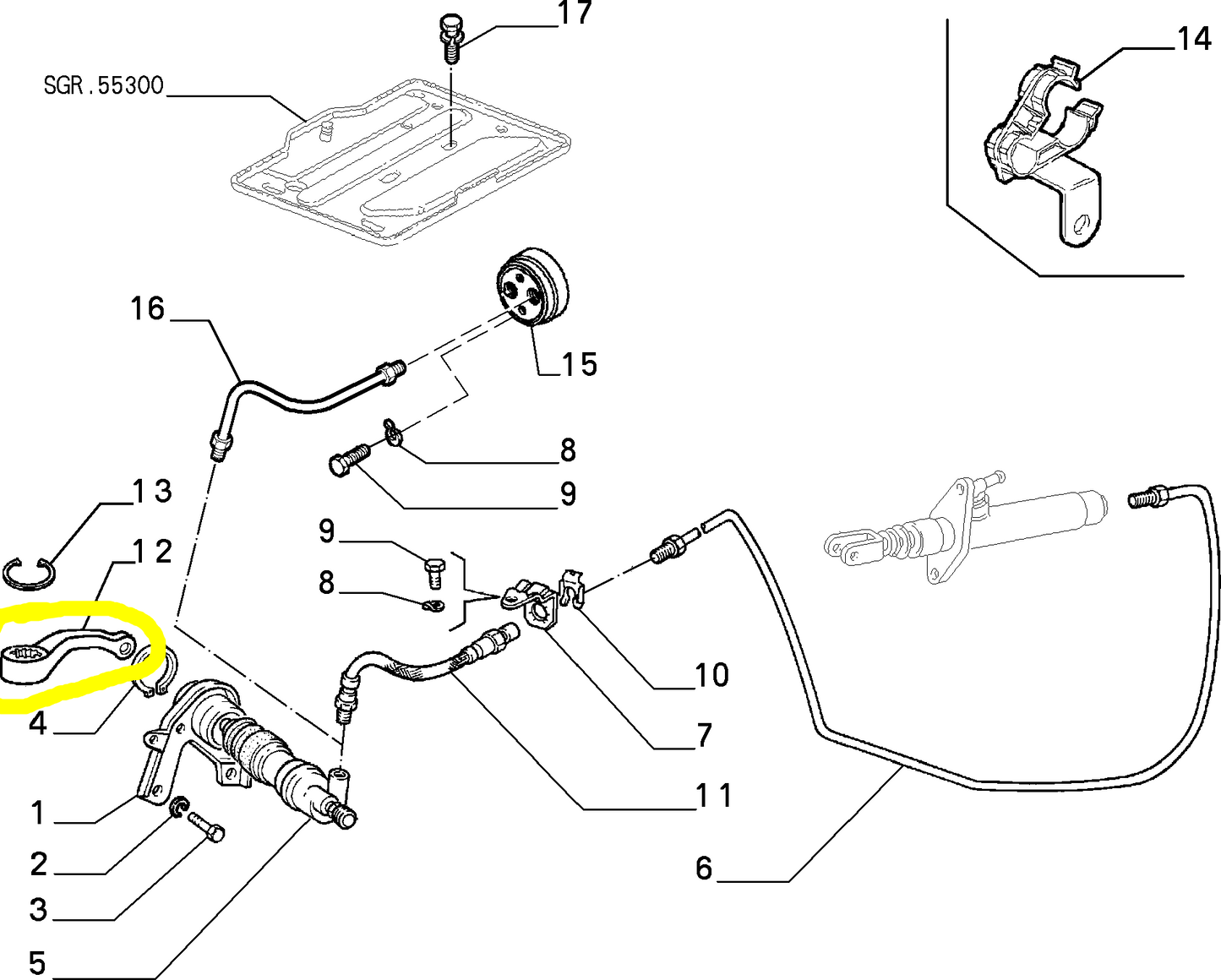 Lancia K Lybra e Delta Leva Cilindro Frizione Nuova Originale 46420972 60812082