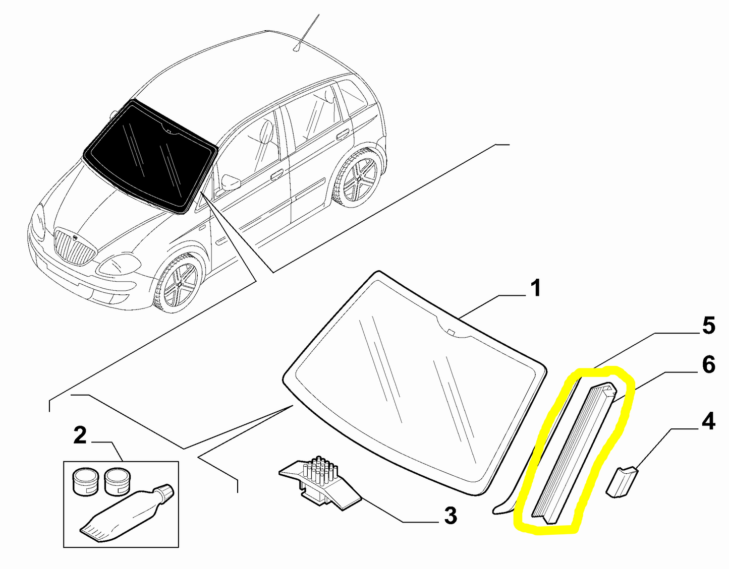 Lancia Musa Fiat Idea Windshield Rubber Weather Strip Clip New Original 51732930 51732931