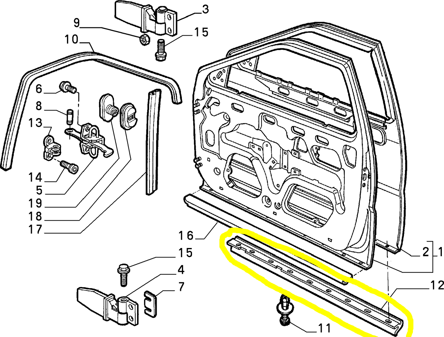 Lancia K Front Right Door Seal Gasket New Original 7789321 46417861