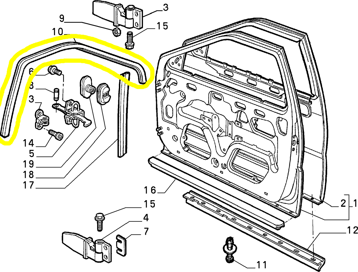 Lancia K Front Right Window Rubber Weather Strip New Original 46465332