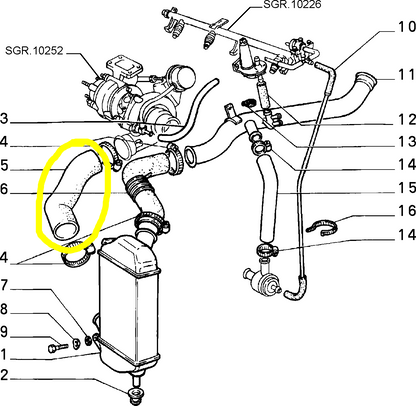 Lancia Thema 2000 TB 8V e Fiat Croma Manicotto Flessibile Scambiatore di Calore Nuovo Originale 82407178