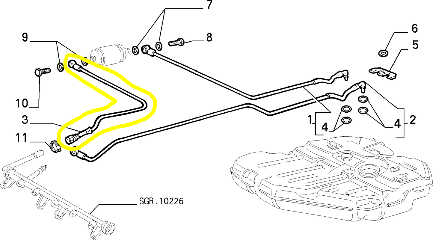 Lancia K 2000 IE e 2400 IE Tubo Flessibile Serbatoio Carburante Nuovo Originale 46444588