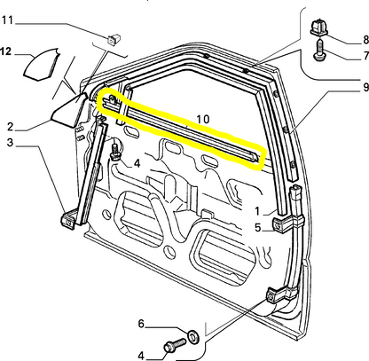 Lancia K Modanatura Esterna Raschiavetro Porta Portiera Sportello Anteriore Sinistro Nuova Originale 7797085 7779547