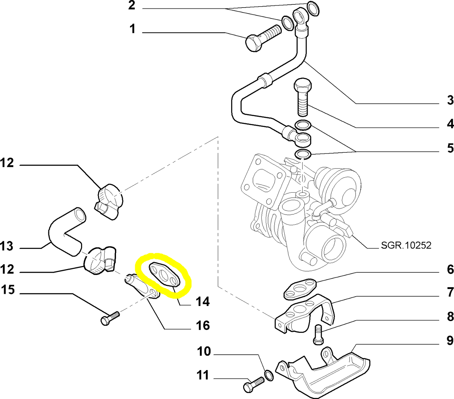 Lancia Musa JTD and Lybra New Original Turbocompressor Pipe Seal Gasket 73502224 60817029