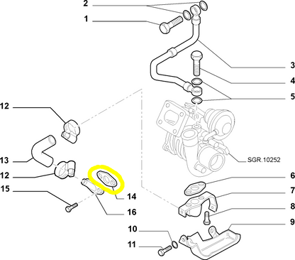 Lancia Musa JTD and Lybra New Original Turbocompressor Pipe Seal Gasket 73502224 60817029