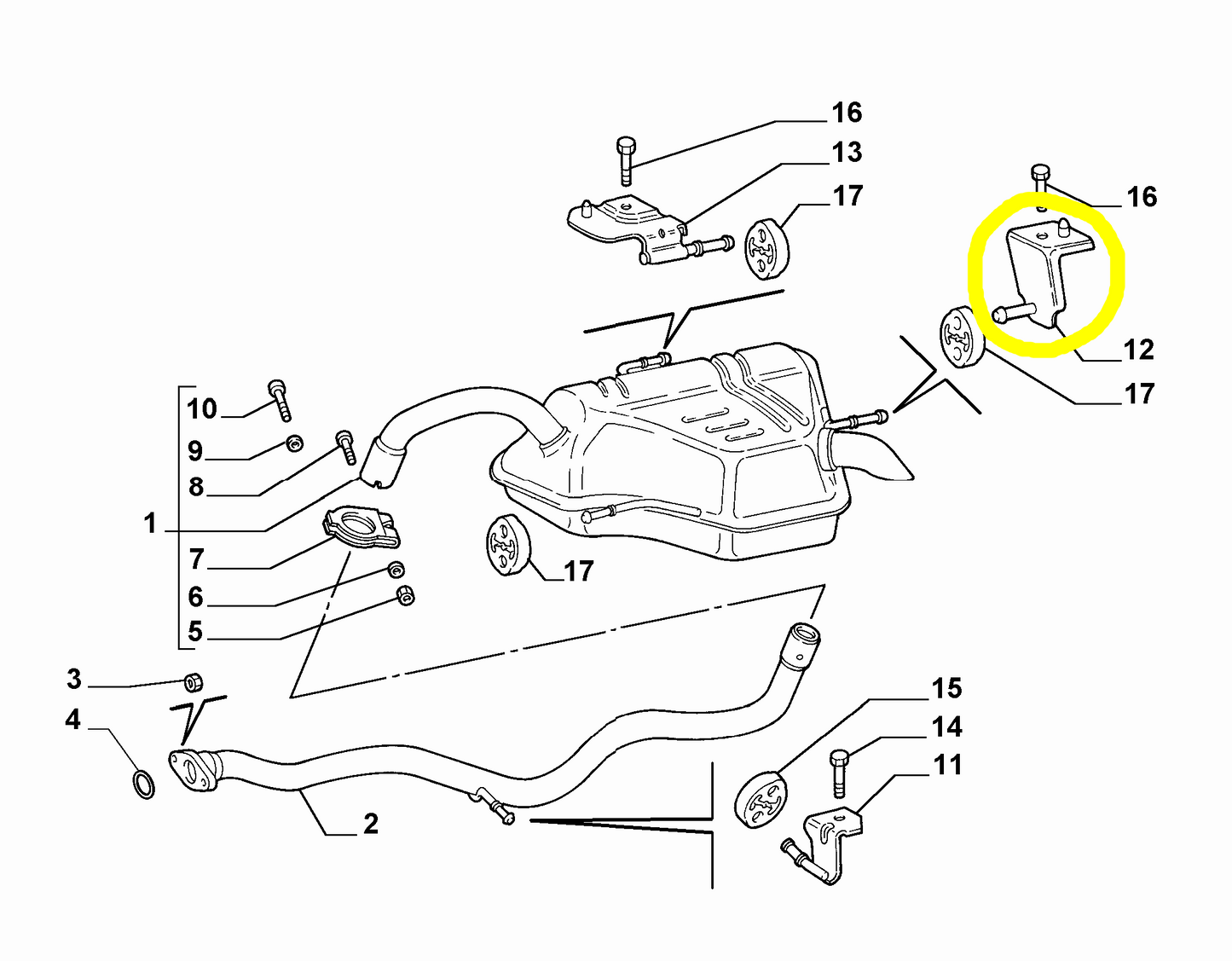 Lancia Lybra Staffa Silenziatore Posteriore Nuova Originale 46738952