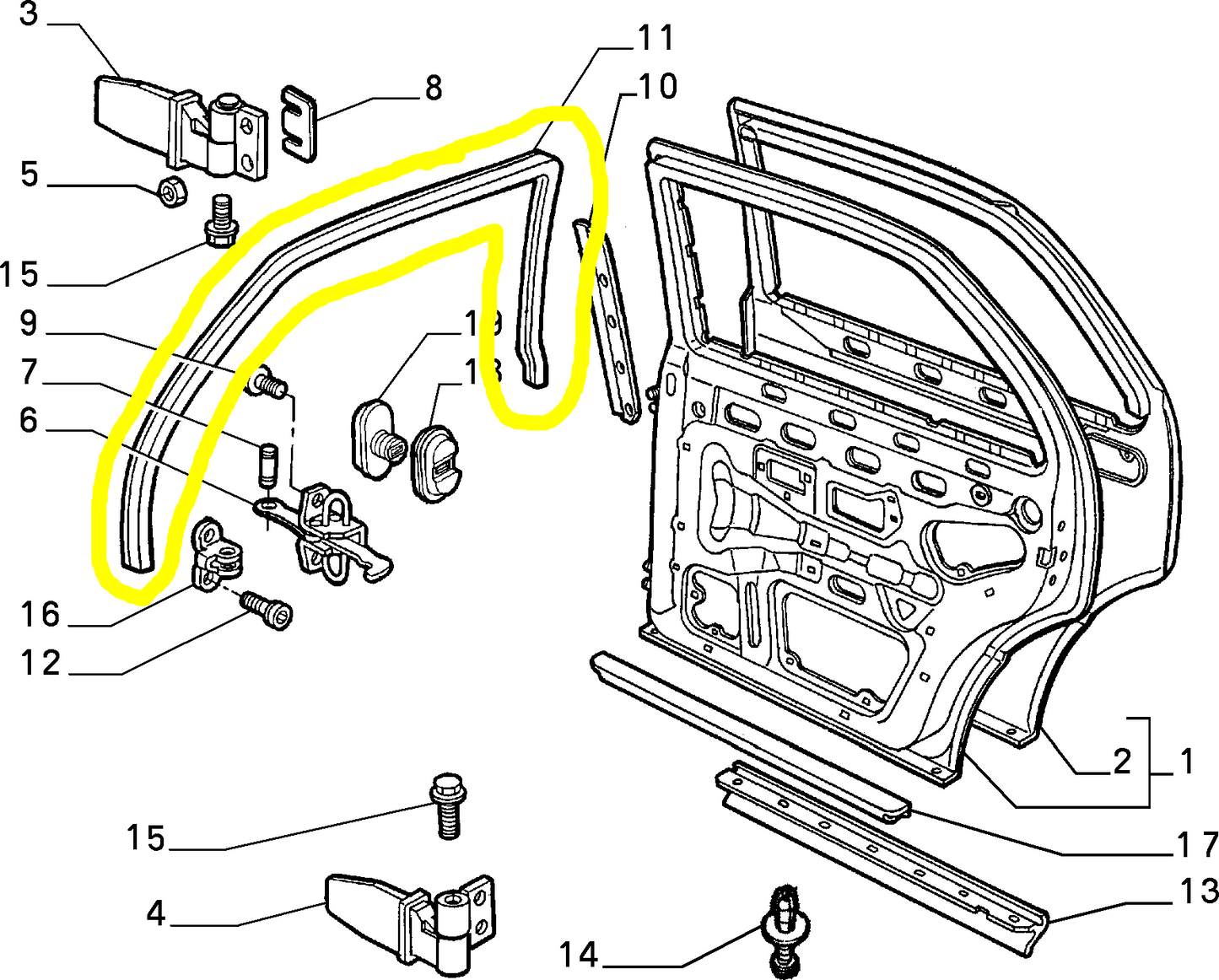 Lancia K Rear Right Window Rubber Weather Strip New Original 46465334