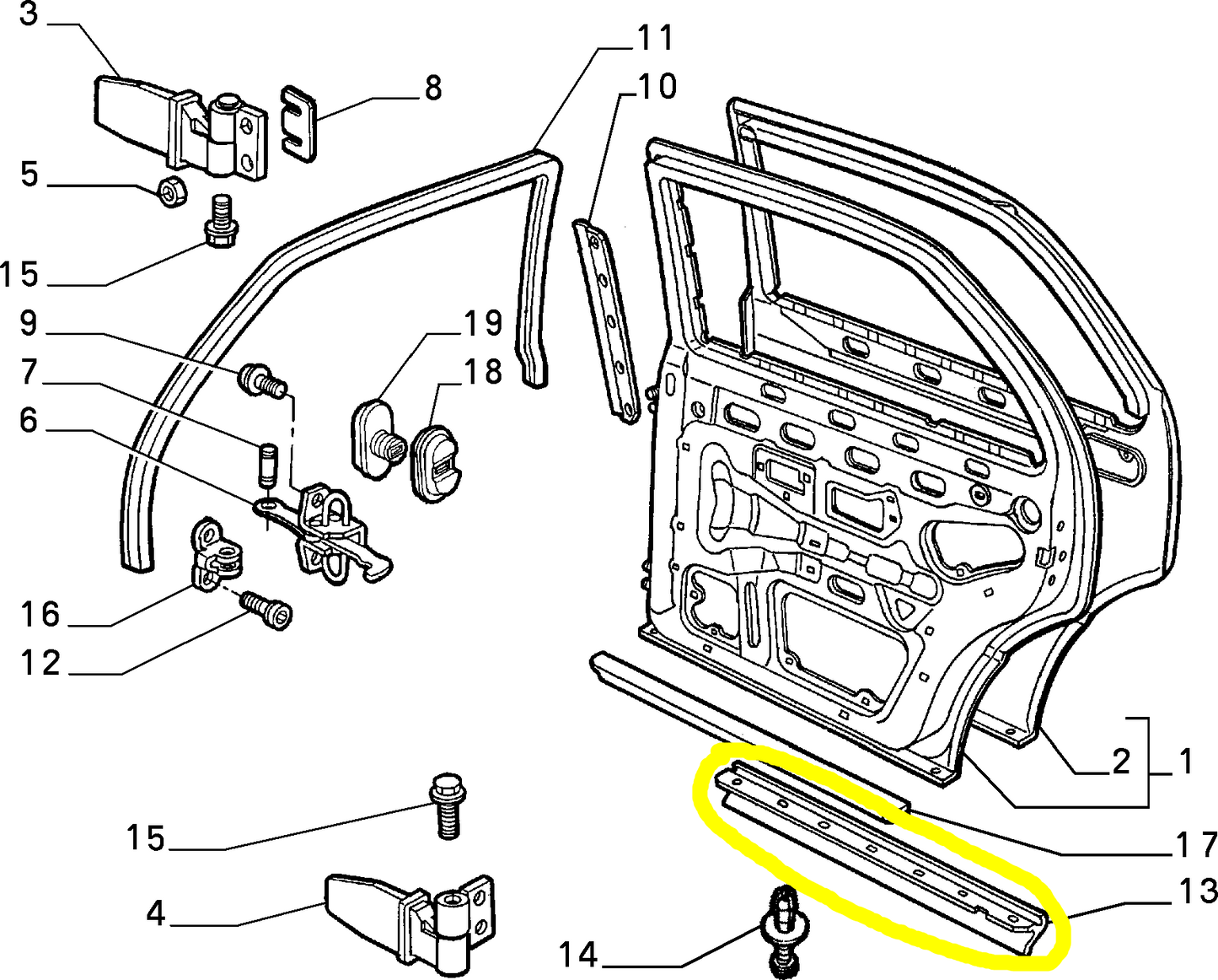 Lancia K Rear Right Door Seal Gasket New Original 7789323 46417863